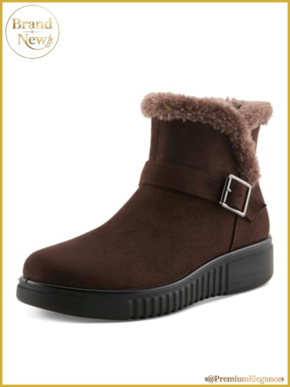 Microsuede Faux Fur Lined Ankle Boot Cozy Winter Bootie with Zipper
